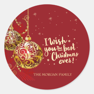Elegante ballen Ik wens je het beste kerstfeest oo Ronde Sticker