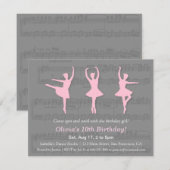 Elégante Ballerina Dance Anniversaire Invitations (Devant / Derrière)