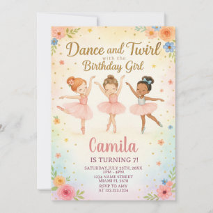Elégante Ballerina Invitation d'anniversaire