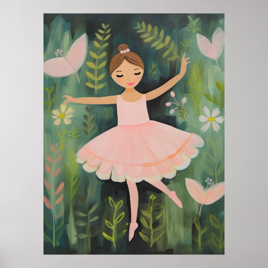 Elégante Ballerina Nursery Wall Art Poster (Devant)