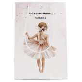 Elegante ballerina roze verjaardag medium cadeauzakje (Voorkant)