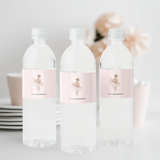 Elegante ballerina roze verjaardag waterfles etiket