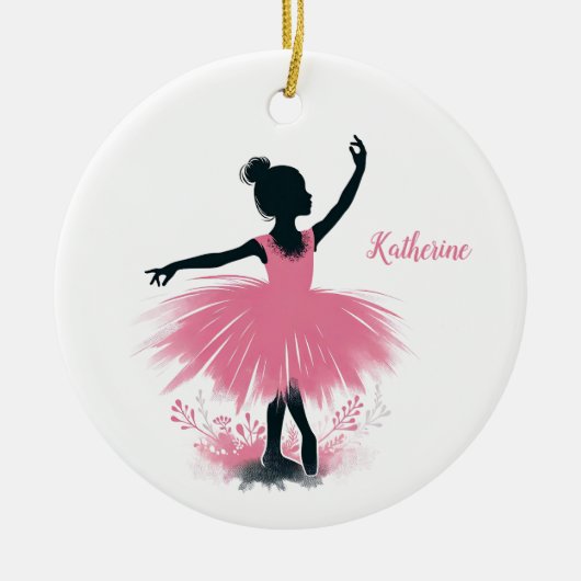 Elegante Ballerina Silhouet Ballet Kerstmis Keramisch Ornament (Voorkant)