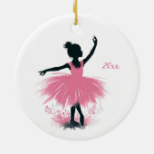Elegante Ballerina Silhouet Ballet Kerstmis Keramisch Ornament (Achterkant)