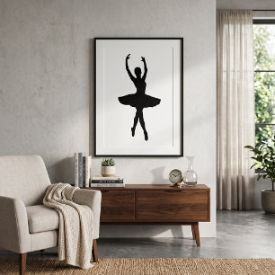 Elegante Ballerina Silhouette Sierlijke Balletpose Poster