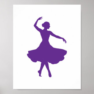 Elegante Ballerina Silhouette Verticale Ballet Muu Poster