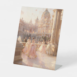 Elegante balzaal - Olieverfschilderij op tafel in Reclamebord Met Voetstuk