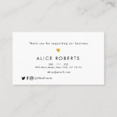 élégante bande d'or merci carte de visite (Dos)