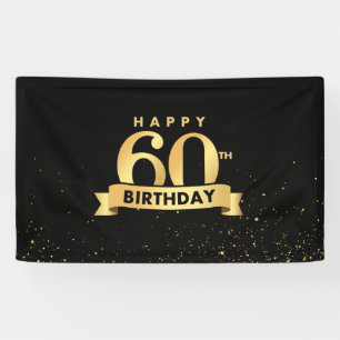 Élégante bannière 60e anniversaire fond noir & or