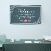 Élégante Bannière Bleu Blanc Botanique Floral Mari (Salon professionnel)