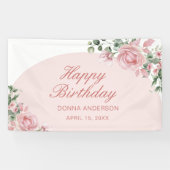 Élégante bannière d'anniversaire rose Rose (Horizontal)