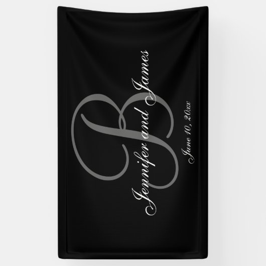 Élégante bannière Mariage B Monogram (Vertical)
