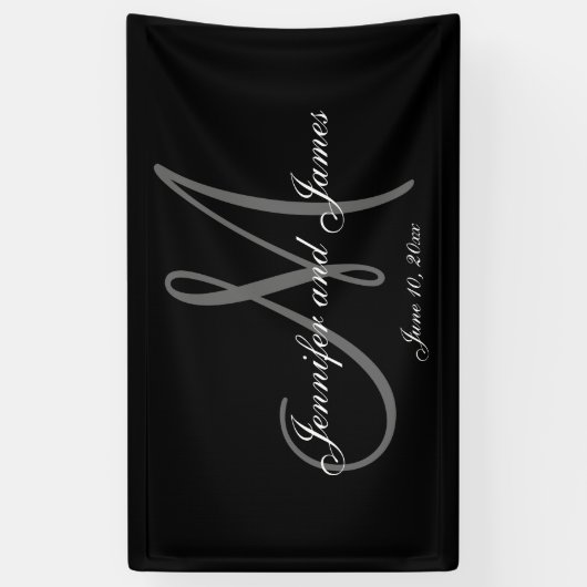 Élégante bannière Mariage M Monogram (Vertical)