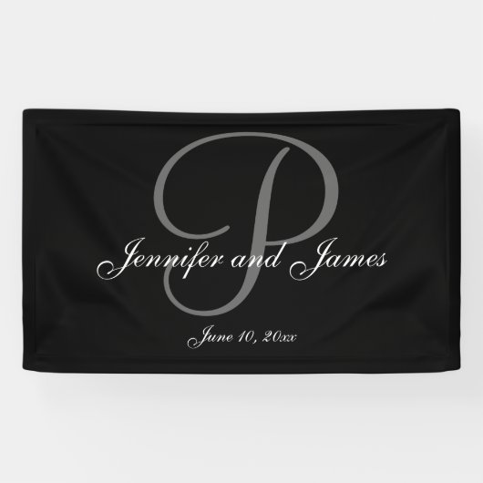 Élégante bannière Mariage P Monogram (Horizontal)