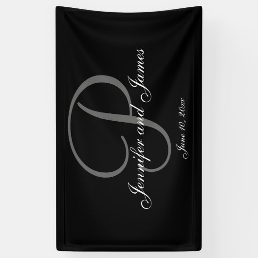 Élégante bannière Mariage P Monogram (Vertical)