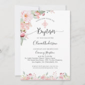 Élégante baptême et pêche Invitation florale (Devant)