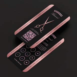 Elegante Barber Black Rosegold Schaar Loyaliteit Visitekaartje