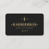 Elegante Barbershop Barber Pole Zwart Monogram Visitekaartje (Voorkant)