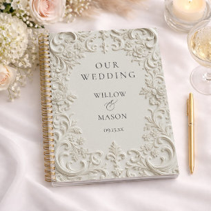 Elegante barok ivoren bloem klassieke trouw- planner