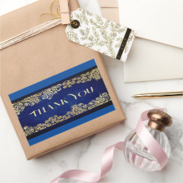 Elegante Barok Navy En Gouden Klasse Chic Bruiloft Rechthoekige Sticker