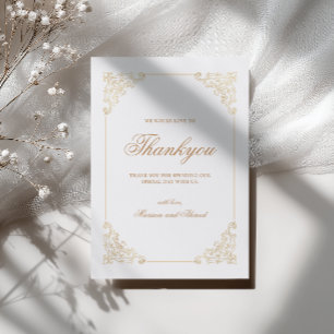 Elegante Barok Stijlvolle Script Trouw Dankjewel Bedankkaart