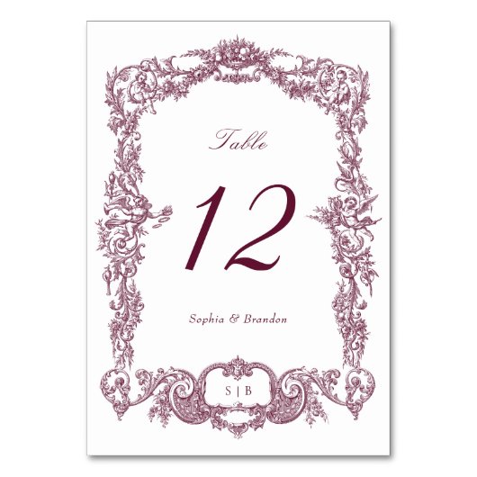 Elegante barokke bloementuin Lijst Bourgogne Kaart (Achterkant)