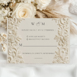 Elegante barokke bruiloft RSVP-kaart RSVP Kaartje