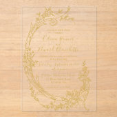 Elegante barokke Chinoiserie  gouden bruiloft Acryl Uitnodigingen (Voorkant)