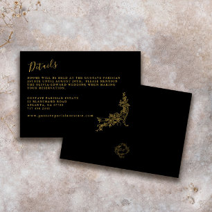 Elegante barokke Chinoiserie  Zwart Details Informatiekaartje