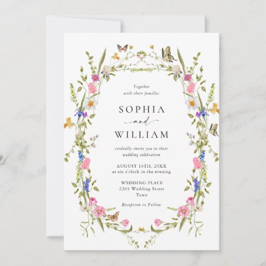 Elegante barokke Franse tuin bloemenbruiloft Kaart (Voorkant)