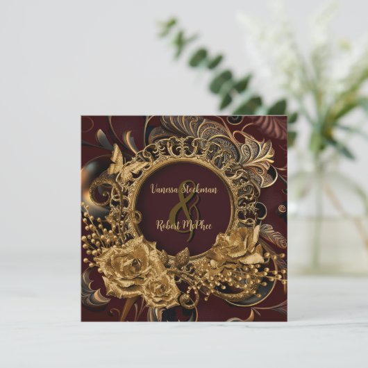 Elegante barokke huwelijksuitnodiging kaart (Staand voorkant)