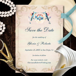 Elegante Barokke Kolibrie Oude Mexico Huwelijk Save The Date