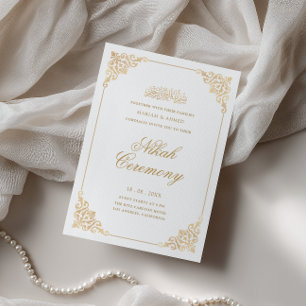 Elegante barokke lijst Gouden Nikah-ceremonie Schr Kaart
