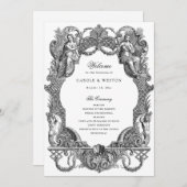 Elegante  barokke Lijst Toile bruiloft Programma (Voorkant / Achterkant)