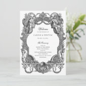Elegante  barokke Lijst Toile bruiloft Programma (Staand voorkant)