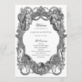 Elegante  barokke Lijst Toile bruiloft Programma (Voorkant)