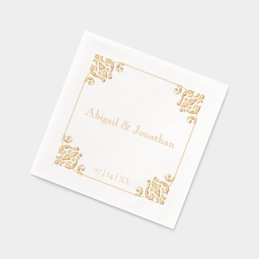 Elegante barokke luxe vergulde bruiloft folie servetten (Links)