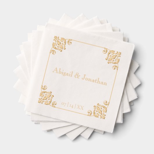 Elegante barokke luxe vergulde bruiloft folie servetten (Insitu (Gestapeld))