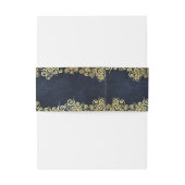 Elegante Barokke Navy En Gouden Klasse Chique Trou Uitnodigingen Wikkel (Achterkant Voorbeeld)