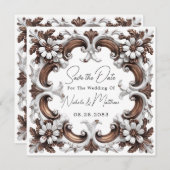 Elegante barokke rococo stijl save the date (Voorkant / Achterkant)