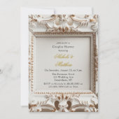 Elegante Barokke Stijl Wit Goud Paar Douche Kaart (Voorkant)