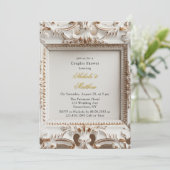 Elegante Barokke Stijl Wit Goud Paar Douche Kaart (Staand voorkant)