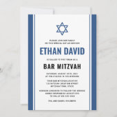 Elégante barre bleue mitzvah invitations (Devant)