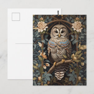 Elegante Barred Owl William Morris Geïnspireerd Briefkaart