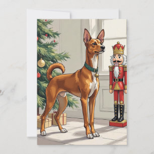 Elegante Basenji-hond Notenkraker Modern Kerstmis Feestdagenkaart