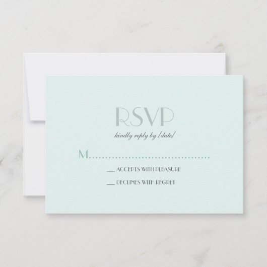 Elegante Basic Seam Foam Green RSVP Kaartje (Voorkant)