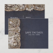 Elegante Beach Puka Shells Trouw Save the Date Aankondigingskaart (Voorkant / Achterkant)