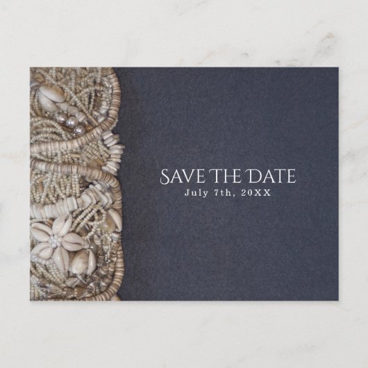 Elegante Beach Puka Shells Trouw Save the Date Aankondigingskaart (Voorkant)