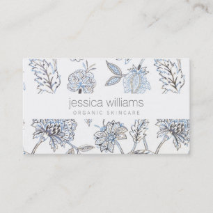 Elegante Beauty Blauw Bloemen Patroon Cosmetologis Visitekaartje