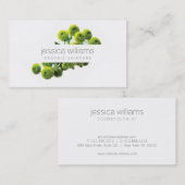 Elegante Beauty Groene Bloemen Motief Cosmetologis Visitekaartje (Voorkant / Achterkant)